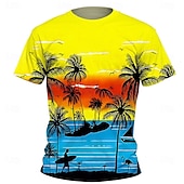 billiga Pojkens 3D Vision &amp; Geometri-Pojkar 3D Grafisk Kokosnötsträd T-shirt Kortärmad Sommar Vår Mode Grundläggande Barn 4-12 år Rund hals Utomhus Ledigt Dagligen Normal