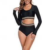 abordables Lycra de surf-Femme Anti UV Maillot de bain Maillot De Bain Deux Pièces Protection solaire UV Poids Léger manche longue Maillots de Bain Maillot de bain 2 Pièces Natation Surf Plage Sports nautiques Couleur Pleine