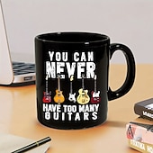 abordables Mugs et tasses-Tasse à café guitare tasse à café rétro vintage en céramique noire avec design graphique 12oz/330ml cadeau parfait pour les amateurs de musique guitaristes et membres de groupes