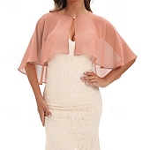 cheap Wedding Guest Wraps-Baoqiya Capelets for women Chiffon Cape Soft Shawls and Wraps Wedding Capes 1920s flapper Cover Up