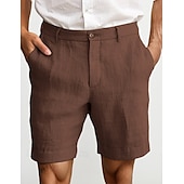 abordables Classique-Homme Shorts Shorts en Lin Robe Short Shorts d&#039;été Fermeture éclair Avec Poches Boutons Uni Confort Doux Extérieur Quotidien Sortir Mode Occasionnel Noir Blanche