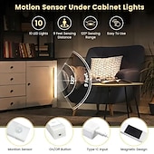 cheap Cabinet Light-6PCS Motion Sensor LED Cabinet Lights - USB Rechargeable Night Reading Lights for Wardrobe, Kitchen, Stairs &amp; Bookshelves 20/30cm