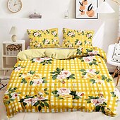 economico 100% cotone-set copripiumino con motivo floreale geometrico set morbido set di biancheria da letto in cotone di lusso in 3 pezzi set decorazioni per la casa regalo twin completo king size copripiumino queen size