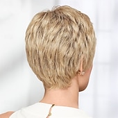 baratos peruca mais velha-Casey Whisperlite wig curto ultra-chic peruca pixie com camadas retas / tons multi-tonais de loiro prateado marrom e vermelho