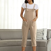 billiga Overall-Dam Byxor Jumpsuit Sparkbyxor Lättvikt Ledigt Ankellång Mellanhög midja Slät Ficka Mateial som andas Bekväm Oelastisk Hem Ledigt / vardag Rödvin Mörkgrön Marin Svart Sommar Vår Normal