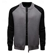 preiswerte Lässige Jacken-Herren übergangsjacke Collegejacke Täglich Tasche Ganzjahres Farbblock Mode Stehkragen Regulär Schwarz Weiß Grau Jacken