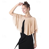 cheap Wedding Guest Wraps-Baoqiya Capelets for women Chiffon Cape Soft Shawls and Wraps Wedding Capes 1920s flapper Cover Up
