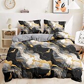 baratos 100% algodão-100% algodão conjunto de capa de edredão conjunto de padrão de mármore conjunto de capa de edredom conjunto de cama macio 2/3 peças conjunto de cama de luxo decoração de casa presente rei rainha capa