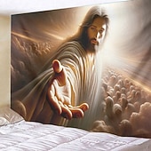 cheap Religious Tapestry-Hanging Tapestry Jesus Wall Art Large Tapestry Mural Decor Photograph Backdrop Blanket Curtain Home Bedroom Living Room Decoration