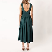 abordables Robes de Diplôme-Femmes Robe Midi Robe de remise des diplômes Robe Décontractée Robe trapèze Robe d&#039;été Élégant Occasionnel Vacances Quotidien Date Coupe régulière Uni Sans manches Col Rond Noir Blanche Vert Claire