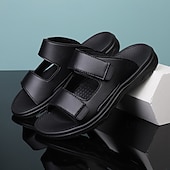 economico Sandali eleganti-Per uomo Pantofole e infradito Cuoio Traspirante Comodo Antiscivolo Mocassino Nero Marrone