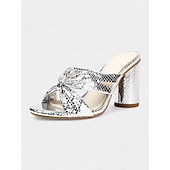 preiswerte Halbformell-Damen Metallic-Pantoletten in Pink mit Schleifendesign – glamouröse High Heels für Bräute
