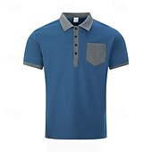 levne Pánské klasické polo-Pánské Golfová košile Golfové polokošile Práce Ležérní Klopa Krátký rukáv Základní Moderní Barevné bloky Slátanina Knoflíky Jaro léto Běžný Černá Námořnická modř Vodní modrá Hnědá Golfová košile