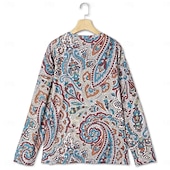 economico Stile etnico-Per uomo maglietta Camicia Henley Magliette Pop art Tribale Henley Giallo Rosso Blu Stampa 3D Plus Size Esterno Giornaliero Manica lunga Bottone giù Stampa Abbigliamento Originale Moda Vintage