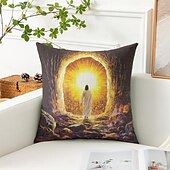 billige Ferieputetrekk-påske jesus dekorative putetrekk 1 stk myk firkantet sofa putetrekk putetrekk for soverom stue sofa stol