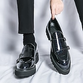 levne Poloformální-pánské zlaté metalické mokasíny s dvojitou přezkou a robustní podrážkou - stylové společenské boty pro formální i neformální příležitosti