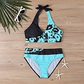 Недорогие Серфинг Танкини и Бикини-Жен. Танкини Купальник из двух частей Открытая спина Купальники Цветочный принт Купальники Желтый Розовый Дышащий Быстровысыхающий Легкость Без рукавов - Плавание Серфинг Пляж  Лето Весна