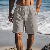 baratos Feriado-Homens Calção Shorts de verão Shorts de praia Com Cordão Cintura elástica Perna reta Tecido Conforto Respirável Comprimento do joelho Diário Feriado Praia Férias Moda Branco Azul Marinha