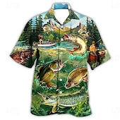 preiswerte Ozean-Druck-Herren Tropisch Fische Hemd Hawaiihemd Sommerhemd Aloha-Shirt Kurzarm Hemd Umlegekragen Tropisch Modisch Hawaiianisch Casual Hawaiianisch Festtage Weiß Gelb Schwarz / Braun S M L