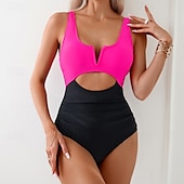 voordelige One Pieces &amp; Tankinis-Dames Tankini Tweedelig zwempak Racerback Uitknippen Zwemkleding Lapwerk Zwemkleding Zwart Blozend Roze Ademend Sneldrogend Lichtgewicht Mouwloos - Zwemmen Surfen Strand Zomer Lente