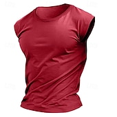 economico Canotte da palestra-Per uomo Maglietta Maglie traspiranti Manica Corta Girocollo Estate Semplice Sport Moda Leggero Vacanza Casuale Ferie Nero Bianco Rosso Maglietta Top per Uomo