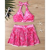 abordables Maillots une pièce et tankinis-Femme Tankini Maillot De Bain Deux Pièces Dos Nu Maillots de Bain Floral Maillots de Bain Noir Jaune Respirable Séchage rapide Poids Léger Sans Manches - Natation Surf Plage Eté Printemps