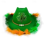 preiswerte Fedora-Hut-Herren Kentucky Derby Hut Sonnenhut Partyhut Grün Polyester Feder Mode Lässig Täglich St. Patrick Day Kleeblatt Sonnenschutz Atmungsaktiv