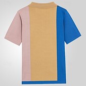 cheap Men&#039;s Printed Polo-Men&#039;s Button Up Polos Golf Shirt Casual Sports Lapel Short Sleeve Fashion Basic Color Block Patchwork Buttons Summer Apricot Button Up Polos