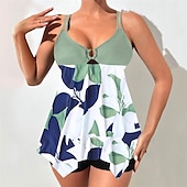 abordables Maillots une pièce et tankinis-Femme Maillot de bain 1 pièce V Profond Maillots de Bain Floral Maillots de Bain Violet Vert Respirable Séchage rapide Poids Léger Sans Manches - Natation Surf Plage Eté Printemps