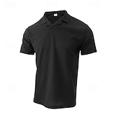 preiswerte Klassisches Poloshirt für Herren-Herren Golfhemd Poloshirt aus Waffelstrick Geschäft Aktiv Klassisch Kurzarm Modisch Modern Feste Farbe Knopf Sommer Frühling Regular Fit Schwarz Weiß Blau Khaki Grau Golfhemd
