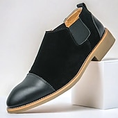 cheap Semi-Formal-Men&#039;s Tan Chelsea Boots with Faux Leather and Suede Upper – Slip-On Elastic Design, Casual and Comfortable for Daily Wear or Semi-Formal Occasions