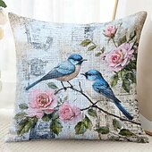 levne květinový a rostlinný styl-1 ks Polyester Polštářový potah, Zvíře stromy a listí rustikální design Pastýřský Obdélníkový Tradiční Klasický