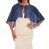 cheap Wedding Guest Wraps-Baoqiya Capelets for women Chiffon Cape Soft Shawls and Wraps Wedding Capes 1920s flapper Cover Up