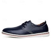 cheap Semi-Formal-Men&#039;s Casual Lace-Up Shoes – Vibrant Faux Leather Upper, Lightweight Design, Non-Slip Sole, Perfect for Everyday Wear and Summer Outings