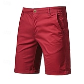cheap Men&#039;s Elite Shorts-Men&#039;s Cargo Pants Buttons Pocket Solid Color Breathable Outdoor Short Outdoor Party Business Simple Classic Style Black White Micro-elastic