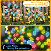 abordables Lumières de pâques-Lampe solaire d&#039;extérieur en forme d&#039;œuf de Pâques - 20 LED pour cour, jardin et pelouse, décoration de vacances, 1 pièce