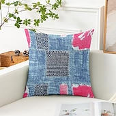 tanie Styl vintage-vintage dekoracyjne poszewki na poduszki 1 szt. denim patch miękka kwadratowa poszewka na poduszkę na kanapę poszewka na poduszkę do sypialni salon sofa krzesło