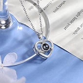 abordables Día de la Madre-Collar de proyección de fotos personalizado mejor regalo para mamá - Colgante personalizado con foto regalo ideal para bodas Navidad o aniversarios para amigos y familia