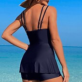 Χαμηλού Κόστους Surfing Tankinis και Bikinis-Γυναικεία Τανκίνι Δύο Κομμάτι Μαγιό Με σπορ πλάτη Μαγιό Άνθινο Μαγιό Θαλασσί Μαύρο Γρήγορο Στέγνωμα Ελαφρύ Αναπνέει Αμάνικο - Σέρφινγκ Παραλία Κολύμβηση Καλοκαίρι Άνοιξη