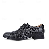 baratos Formal-Homens Oxfords Padrão de crocodilo Pele PU Respirável Confortável Antiderrapante Com Cadarço Castanho Claro Preto Outono Inverno