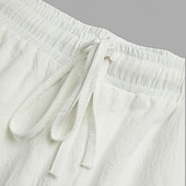 economico Classico-Per uomo Pantaloncini Pantaloncini di lino Pantaloncini estivi A cordoncino Vita elastica Multi tasca Liscio Comfort Traspirante Breve Informale Per eventi Per uscire Di tendenza Streetwear Nero