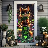 abordables Día de San Patricio-Decoraciones para puertas del día de San Patricio, cubiertas para puertas, tréboles, tapiz de puerta de arco iris, cortina de puerta, decoración, telón de fondo, pancarta para puerta de