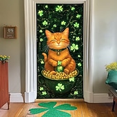 cheap Saint Patrick's Day-Saint Patrick's Day Door Decorations Door Covers Shamrock Gold Coins Door Tapestry Door Curtain Decoration Backdrop Indoor/Outdoor Door Banner for Front Door Farmhouse