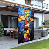 billige Dørdeksler-Dørdekorasjoner Dørtrekk Kors Blekktglass Effekt Dørvev Dørgardin Dekorasjon Bakgrunn Innendørs/Utendørs Dørbanner Framdør Gårdsdrift