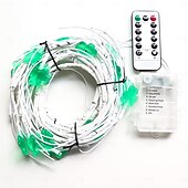 cheap Battery String Lights-St. Patrick&#039;s Day Clover Light String 2M 96 LEDs - Waterproof Battery Powered Decorative Lights with 8-Function Remote Control for Festival, Party and Restaurant Atmosphere 1pc