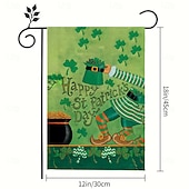 お買い得  聖パトリックの日-聖パトリックの日 ガーデンフラッグ 12x18インチ 屋外装飾 ウェルカムガーデンパティオフラッグ 幸運のシャムロック 金の小人 ヤードフラッグ 両面 ホリデー 屋外フラッグ 1個