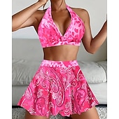abordables Maillots une pièce et tankinis-Femme Tankini Maillot De Bain Deux Pièces Dos Nu Maillots de Bain Floral Maillots de Bain Noir Jaune Respirable Séchage rapide Poids Léger Sans Manches - Natation Surf Plage Eté Printemps