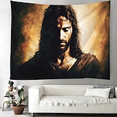 cheap Religious Tapestry-Hanging Tapestry Jesus Wall Art Large Tapestry Mural Decor Photograph Backdrop Blanket Curtain Home Bedroom Living Room Decoration