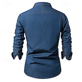 economico camicia da uomo con bottoni-Per uomo Camicia Camicia estiva Maglietta informale Camicia da spiaggia Camicia con bottoni Nero Blu Blu scuro Azzurro Manica lunga Liscio Bavero Da mare Hawaiano Tasche Abbigliamento Di tendenza