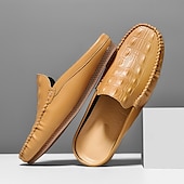 cheap Men&#039;s Clogs &amp; Mules-Men&#039;s Slip-On Moccasin Shoes – Comfortable Casual Leather Loafers with Woven Detailing for Everyday Wear